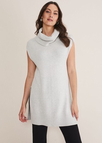 Phase Eight Kysated Sleeveless Tunic Knitwear Silver/Grey Canada | HAKSYV-234